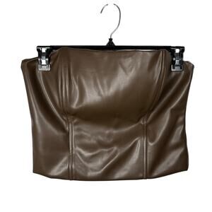 WeWoreWhat Brown Faux Leather Tube Top Women's 12